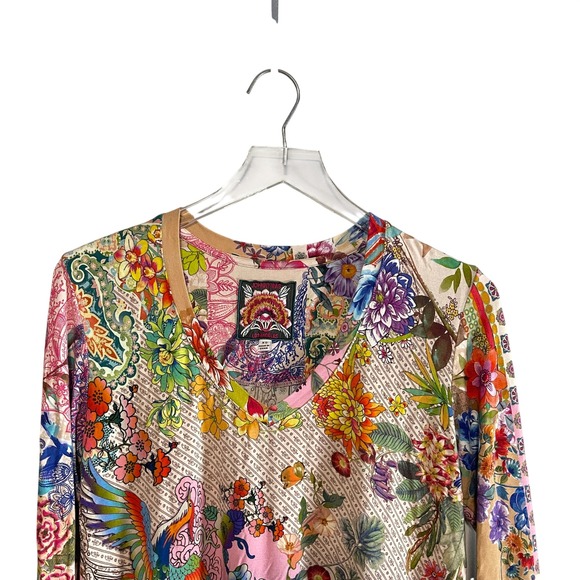 Johnny Was Floral Jersey Bamboo Stretch V Neck Floral Pullover Top Size XS - Picture 7 of 10